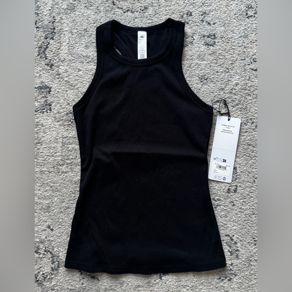 Alo Ribbed Devoted Tank in Black Sz XS - Picture 2 of 3